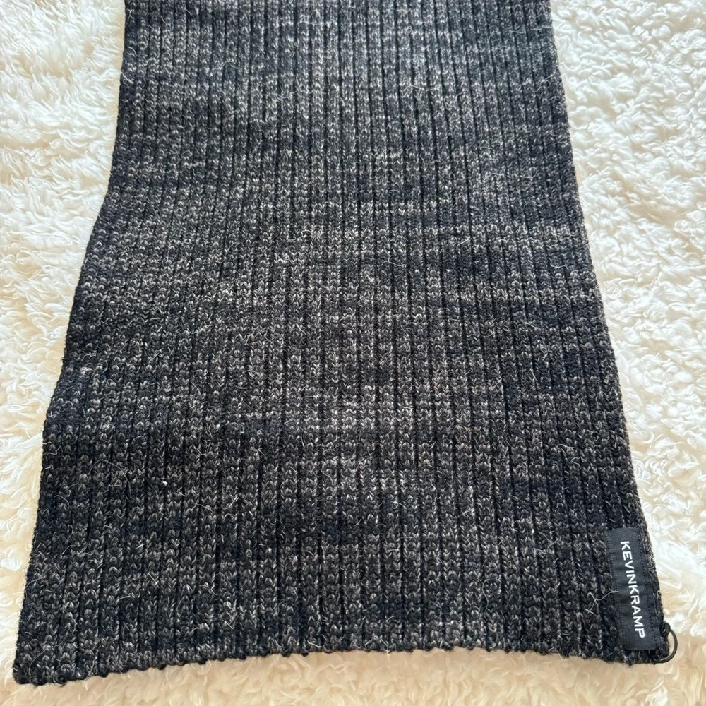 Kevin Kramp Ribbed scarf brown/gray Cashmere blend NEW